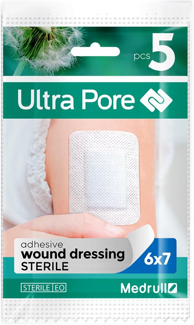 MEDRULL wound dressing, sterile, 6 x 7 cm, 75 pieces, individually packed, ultra pores, soft wound patch, strong bonding strength, protects against scratches in case of cuts - Image 3