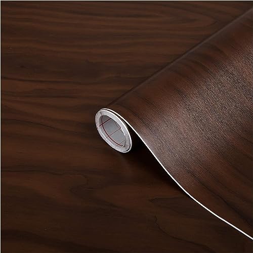 HAPPYMATES Wood Grain Vinyl Wallpaper Stickers Home Self Adhesive Wallpaper Waterproof Bedroom Wood Grain Contact Paper Wall Stickers (12 X 48 Inch, Ebony Wood) - Image 1
