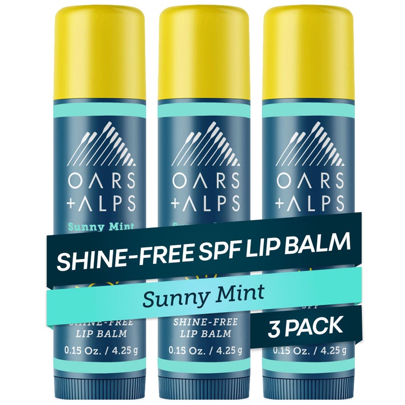 Oars + Alps Lip Suncreen, SPF 18 Lip Balm, Shine Free Sunscreen for Lips, Infused with Vitamin E, Peppermint & Spearmint, Water & Sweat Resistant, Moisturizing, Hydrating, Sunny Mint Scent, 3pk - Image 1