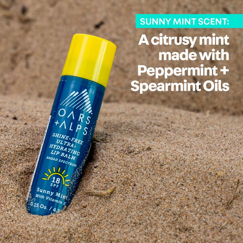 Oars + Alps Lip Suncreen, SPF 18 Lip Balm, Shine Free Sunscreen for Lips, Infused with Vitamin E, Peppermint & Spearmint, Water & Sweat Resistant, Moisturizing, Hydrating, Sunny Mint Scent, 3pk - Image 4