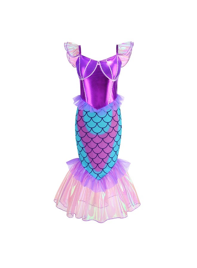 NIBEMINENT Mermaid princess dress collection, Ariel wig children's mermaid fishtail dress, European and American style children's dress - Image 1