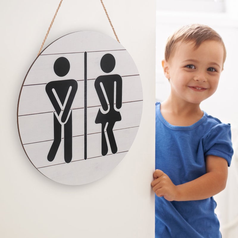 Bathroom Sign Toilet Restroom Sign Wall Art Decoration Wood Plaque Ornament - Image 5