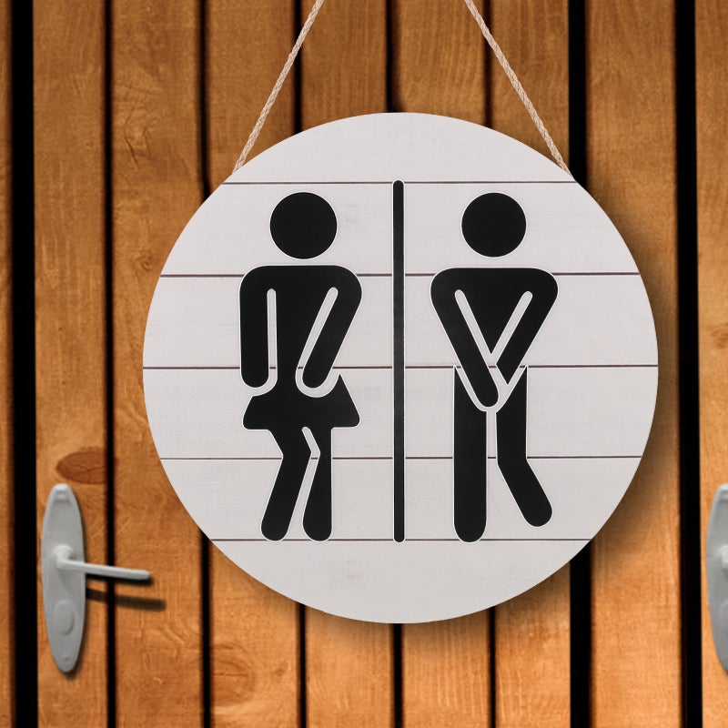 Bathroom Sign Toilet Restroom Sign Wall Art Decoration Wood Plaque Ornament - Image 4