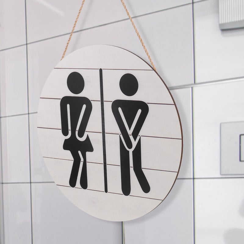 Bathroom Sign Toilet Restroom Sign Wall Art Decoration Wood Plaque Ornament - Image 3