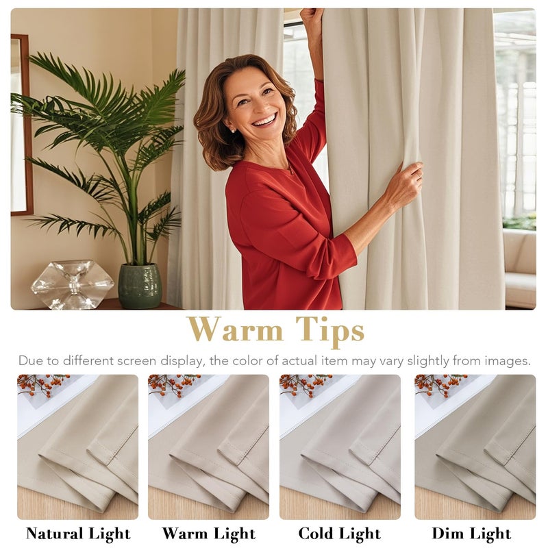 H.VERSAILTEX Blackout Curtains Thermal Insulated Window Treatment Panels Room Darkening Blackout Drapes for Living Room Back Tab/Rod Pocket Bedroom Draperies (2 Panels  Fog  42 x 84 Inch) - Image 3