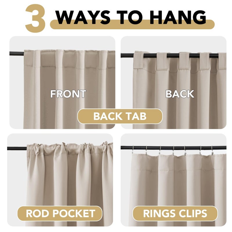 H.VERSAILTEX Blackout Curtains Thermal Insulated Window Treatment Panels Room Darkening Blackout Drapes for Living Room Back Tab/Rod Pocket Bedroom Draperies (2 Panels  Fog  42 x 84 Inch) - Image 4