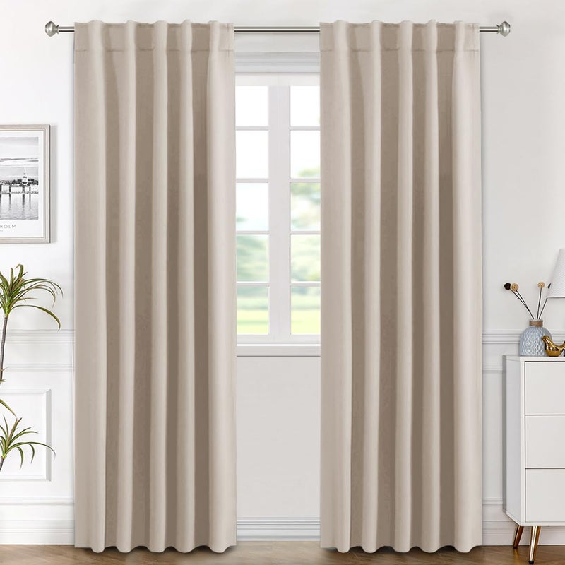 H.VERSAILTEX Blackout Curtains Thermal Insulated Window Treatment Panels Room Darkening Blackout Drapes for Living Room Back Tab/Rod Pocket Bedroom Draperies (2 Panels  Fog  42 x 84 Inch) - Image 1