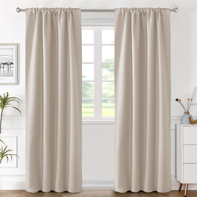 H.VERSAILTEX Blackout Curtains Thermal Insulated Window Treatment Panels Room Darkening Blackout Drapes for Living Room Back Tab/Rod Pocket Bedroom Draperies (2 Panels  Fog  42 x 84 Inch) - Image 2