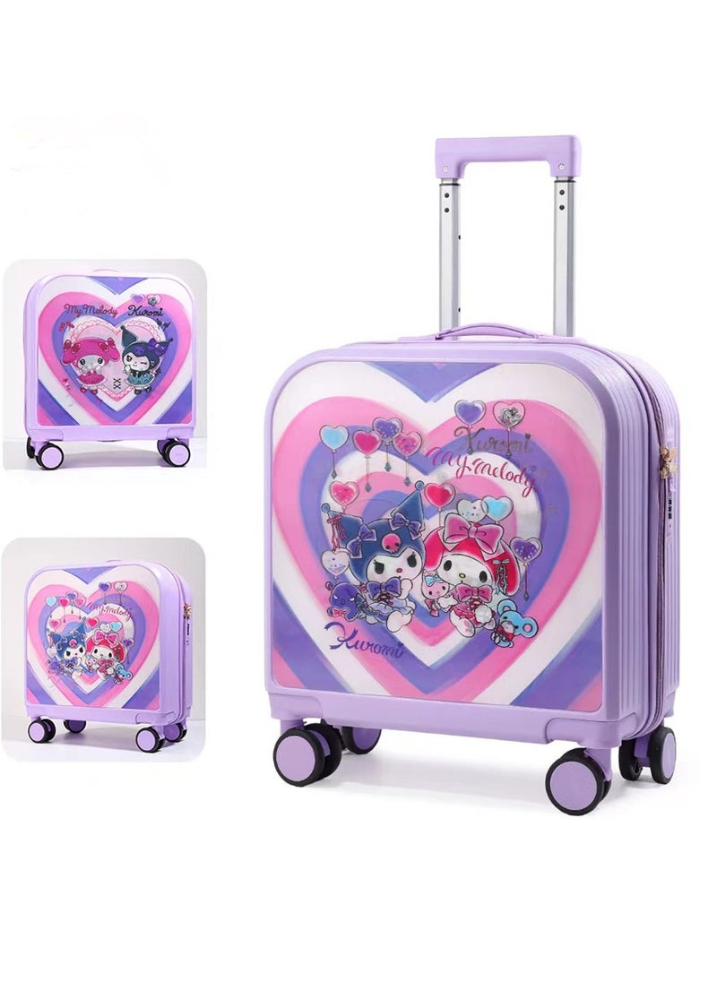 Golden Kids Luggage, 20 Inch Kids Lightweight 3D Trolley Bag, Suitcase with Cartoon Pattern, Travel Gift for Boys and Girls (Purple)  - Image 1
