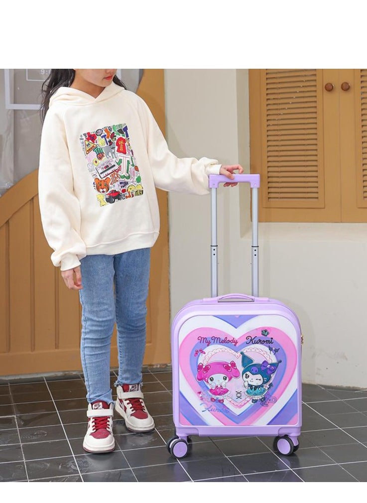 Golden Kids Luggage, 20 Inch Kids Lightweight 3D Trolley Bag, Suitcase with Cartoon Pattern, Travel Gift for Boys and Girls (Purple)  - Image 3