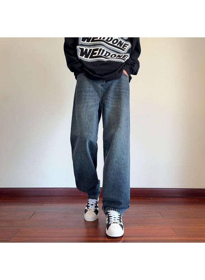 Tonlion Autumn Winter Men's Loose Fit Denim Pants With Back Pocket Detail - Image 1