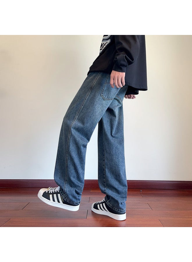 Tonlion Autumn Winter Men's Loose Fit Denim Pants With Back Pocket Detail - Image 2