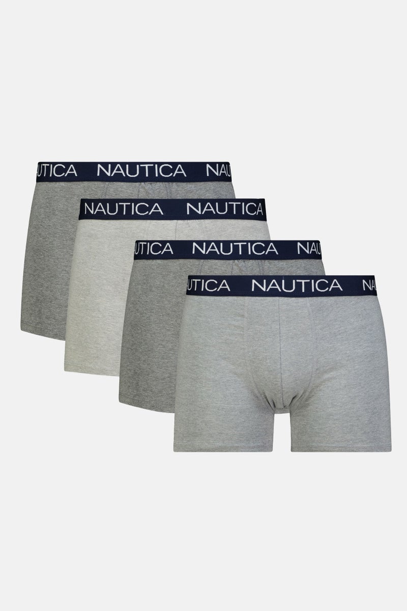 NAUTICA Men 4 Pieces Brand Logo Boxers, Grey - Image 1