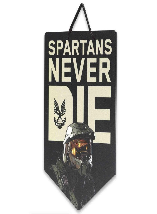 Open Road Brands Halo Spartans Never Die Hanging Metal Sign - Halo Wall Decor for Man Cave or Game Room - Image 2