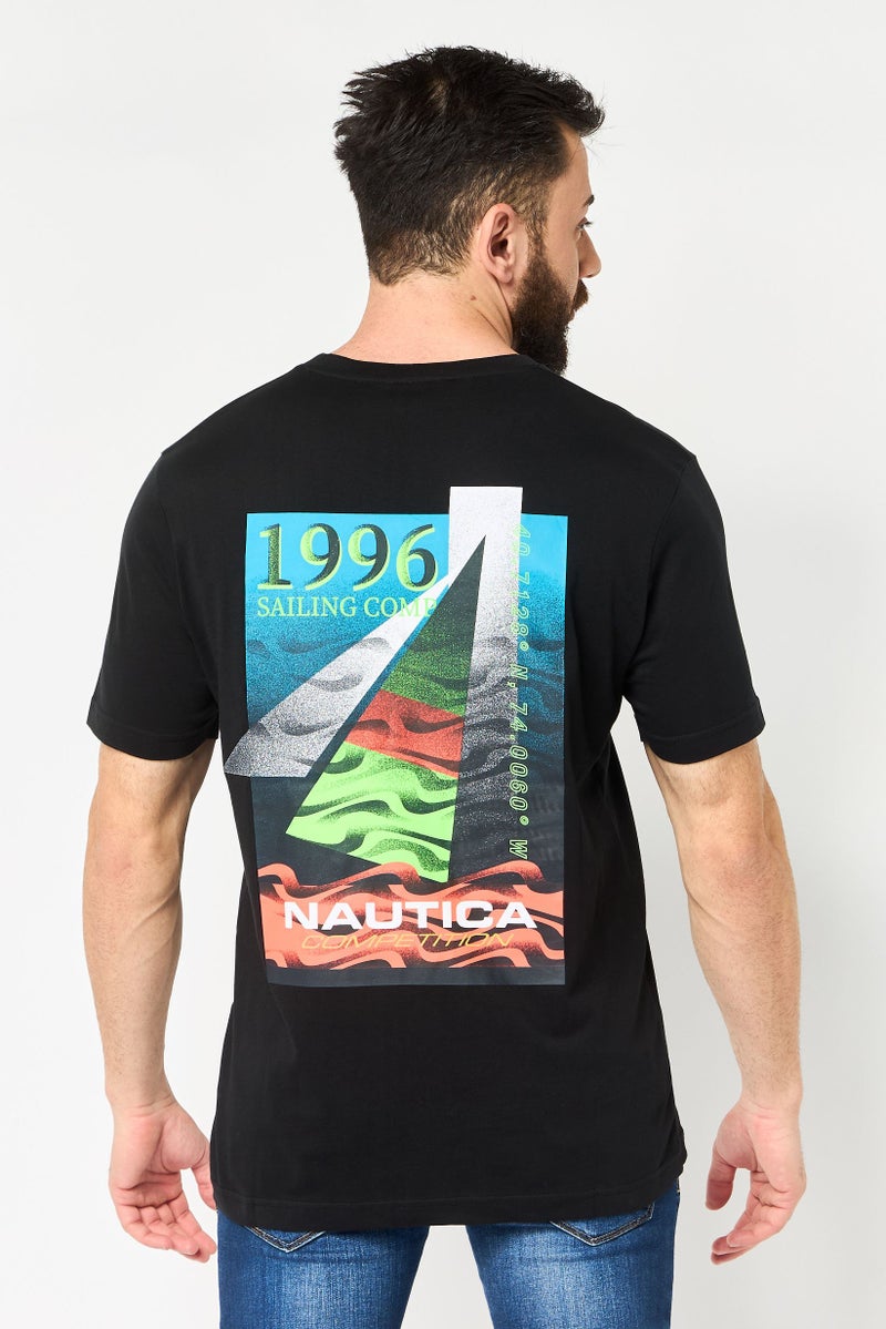 NAUTICA Men Crew Neck Short Sleeve Embroidered Logo T-Shirt, Black - Image 4