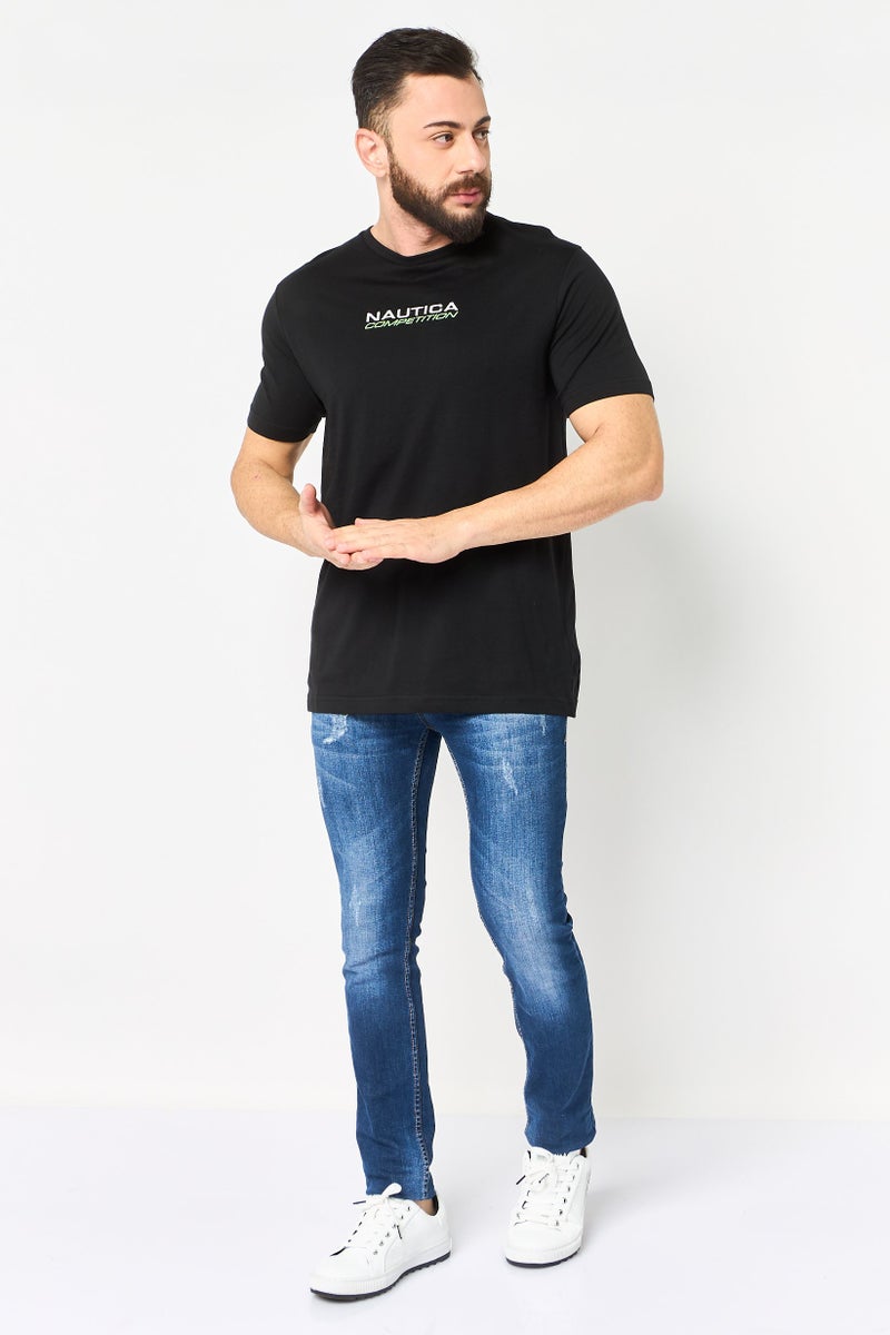 NAUTICA Men Crew Neck Short Sleeve Embroidered Logo T-Shirt, Black - Image 2