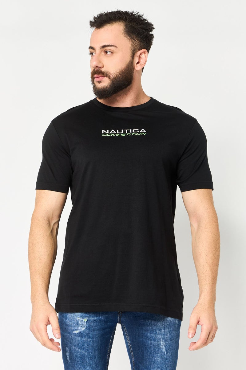 NAUTICA Men Crew Neck Short Sleeve Embroidered Logo T-Shirt, Black - Image 1