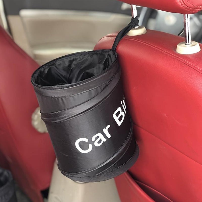 Car Trash Can, Foldable Oxford Fabric Garbage Bin with Steel Wire Frame, Collapsible Storage Organizer for Car, Camping & Office, 20×16 cm, Black - Image 5