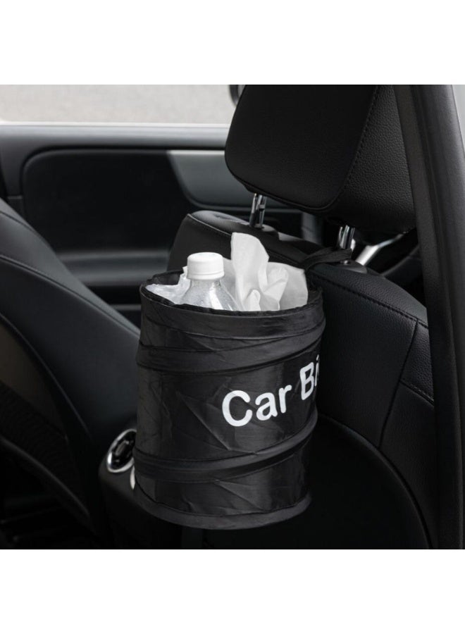 Car Trash Can, Foldable Oxford Fabric Garbage Bin with Steel Wire Frame, Collapsible Storage Organizer for Car, Camping & Office, 20×16 cm, Black - Image 3