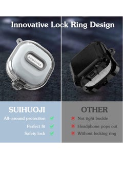KASTWAVE Clear Case with Lock for Samsung Galaxy Buds 2 Case/Galaxy Buds Pro 2 Case/Galaxy Buds Live Case/Galaxy Buds Pro Case with Lanyard/Keychain Accessories, Hard Clear Case Protector Shell Cover  - Image 5