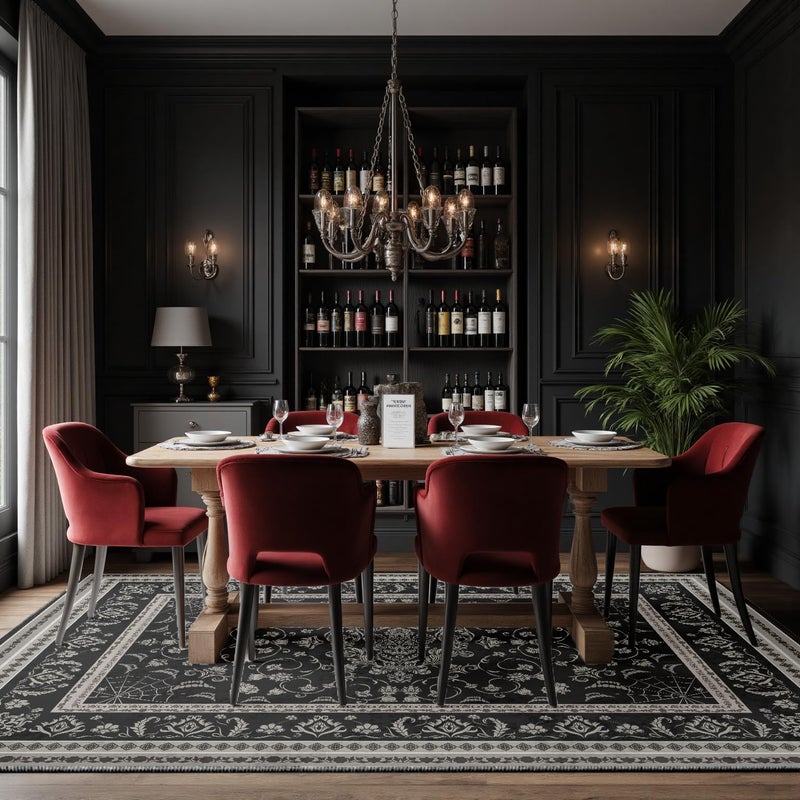 Nayoroom Gothic Spider & Fangs Area Rug 8x10 - Black Luxury Carpet with Intricate Web and Skull Designs, Soft Machine Washable Non-Slip Rug for Dark Academia, Vampire Themed Bedroom, Living Room. - Image 2