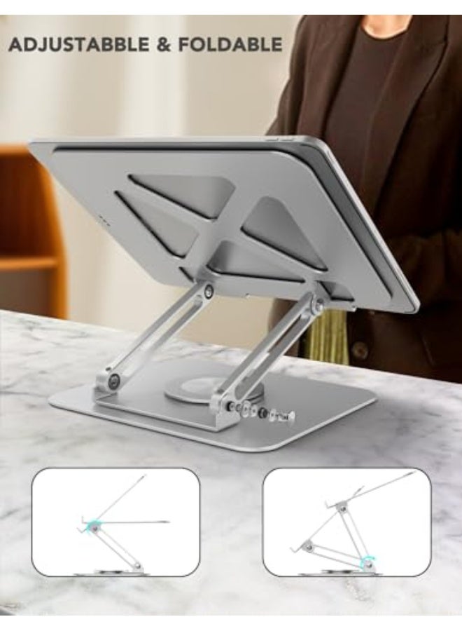 PHOCAR Laptop Stand 360° Rotating, Aluminum Laptop Stand for Desk, Adjustable  Foldable Laptop Holder Compatible with MacBook Air/Pro, DELL, Surface, HP, Acer, ASUS, Lenovo, Victus, up to 16'' - Image 4