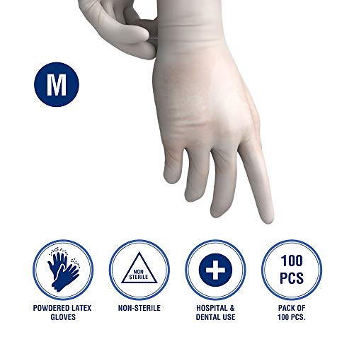 Romsons Latex Medical Examination Hand Gloves - Medium |White| 100 Pieces - Image 2