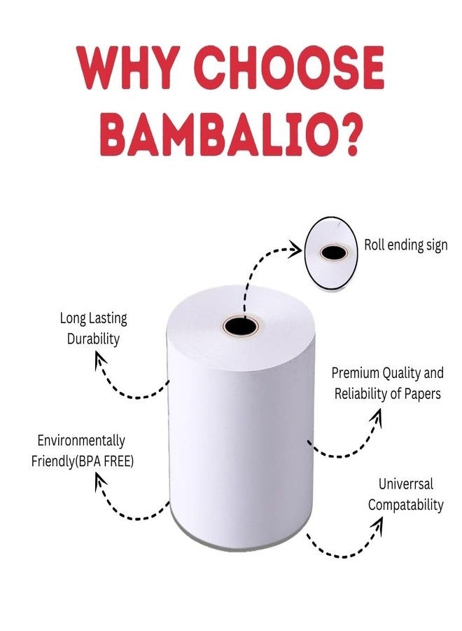 BAMBALIO لفة ورق حراري بامباليو 57 مم × 25 م (55 جرام/متر مربع) متوافقة مع جميع أنظمة نقاط البيع وآلات تسجيل النقد (عبوة من 10 لفات) - Image 5