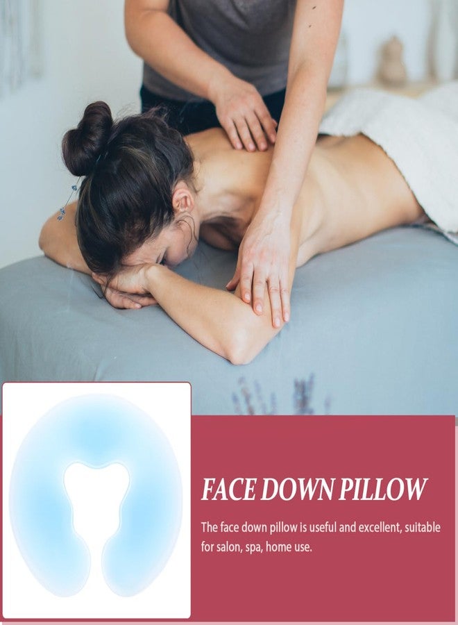 FONDOTIN U-Shaped Silicone Face Pillow for Relaxation and Massage Breathable Hole Design Ideal for Spa and Beauty Salon Comfortable Silicone Cushion in Blue - Image 3