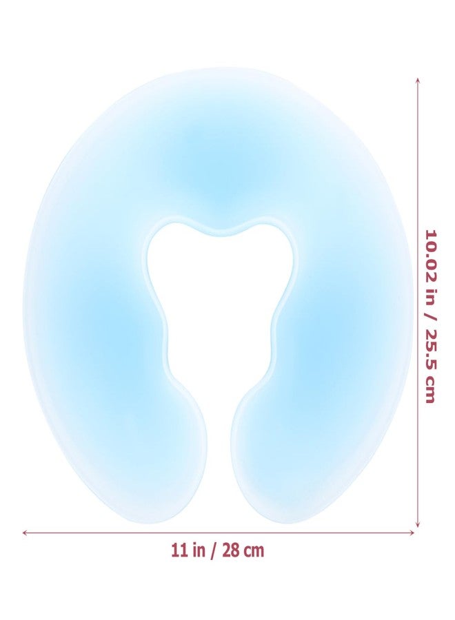 FONDOTIN U-Shaped Silicone Face Pillow for Relaxation and Massage Breathable Hole Design Ideal for Spa and Beauty Salon Comfortable Silicone Cushion in Blue - Image 4