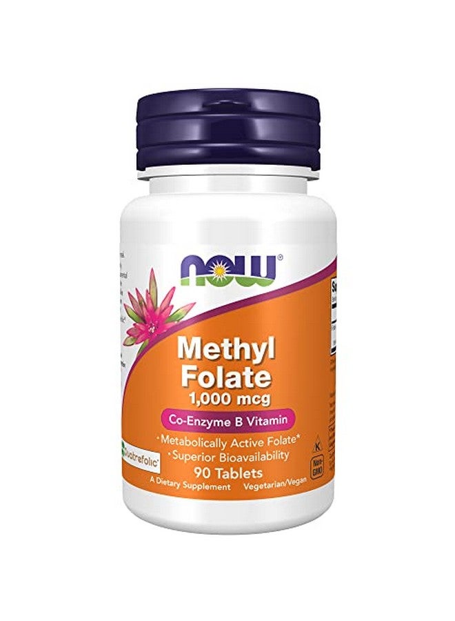 now Supplements Methyl Folate 1000 Mcg Metabolically Active Folate* Coenzyme B Vitamin 90 Tablets - Image 1