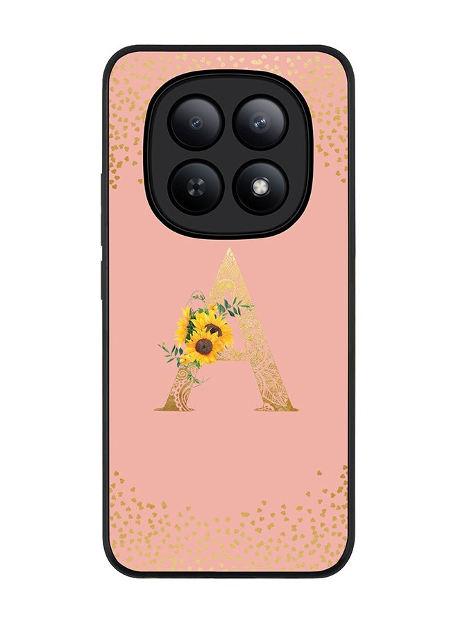 For Xiaomi Redmi Note 15 5G / Poco M8 Case,Slim fit Camera Protection, Shockproof Thin Phone cover  - Custom Floral Monogram - A  (Rose Pink )