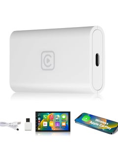 Wireless CarPlay Adapter for Factory Wired CarPlay - Bluetooth Dongle for iPhone, Plug & Play Upgrade for Original Car System, Convert Wired to Wireless with USB/Type-C Sync App Box.