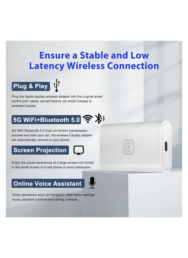 Generic - Wireless CarPlay Adapter for Factory Wired CarPlay - Bluetooth Dongle for iPhone, Plug & Play Upgrade for Original Car System, Convert Wired to Wireless with USB/Type-C Sync App Box. - Image 1