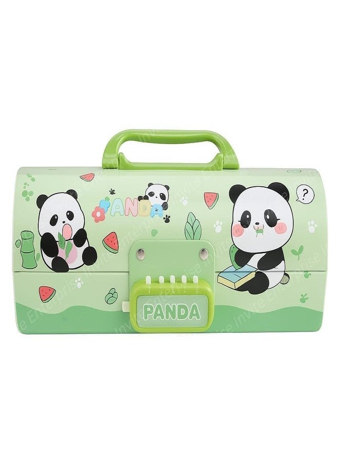 Funspark Cartoon Theme Pencil Box for Kids Suitcase Style Password Lock Stationery Organizer Multi-Layer Pen & Pencil Case for Return Gift Item for Kids Cute Panda Pencil Box - Image 1