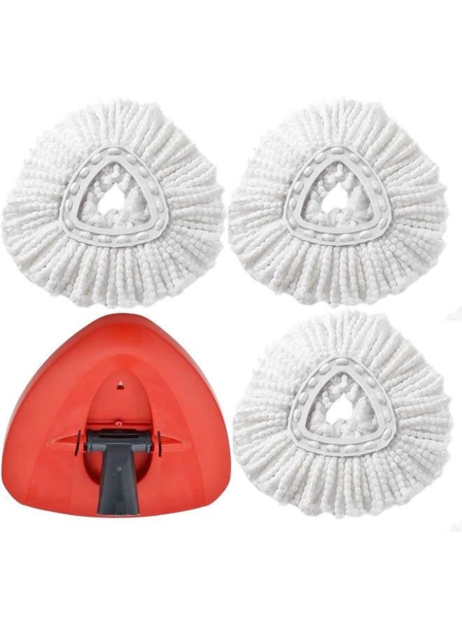 Zalcoon Spin Mop Heads Replacement and Base Compatible with Vileda/O-cedar Easy Wring Spin Mop & Bucket System, O - Cedar Head Replacement, Triangle Shape (3 Refills +Base)