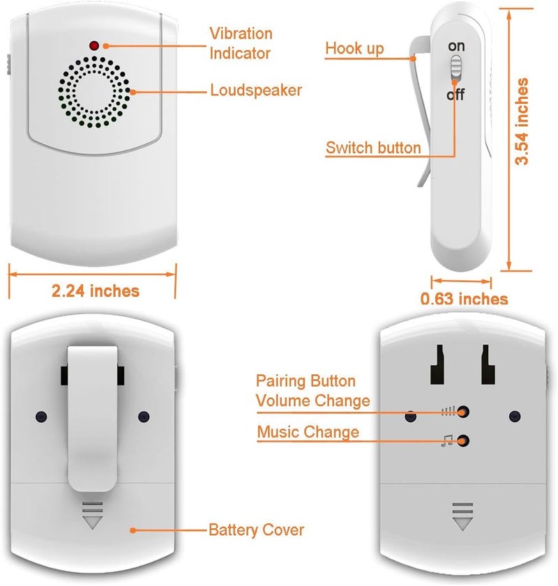 EverNary EverNary Caregiver Add On Receiver Part of Caregiver Pager Wireless Call Button for HomeElderlyPatient Vibration Pager with 52 Melodies 1 Receiver  - Image 4