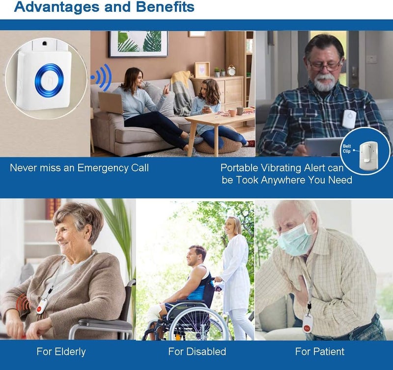 EverNary EverNary Caregiver Add On Receiver Part of Caregiver Pager Wireless Call Button for HomeElderlyPatient Vibration Pager with 52 Melodies 1 Receiver  - Image 3