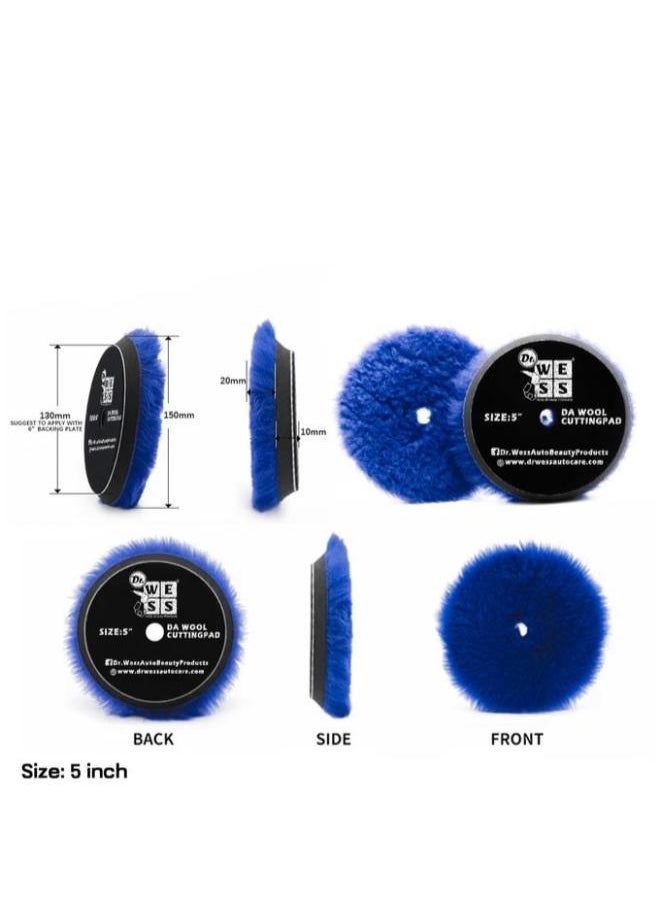 Dr.WESS Auto Beauty Products Dr Wess Long Wool Dual Action Cutting Pad, 3-Inch Size, Blue 