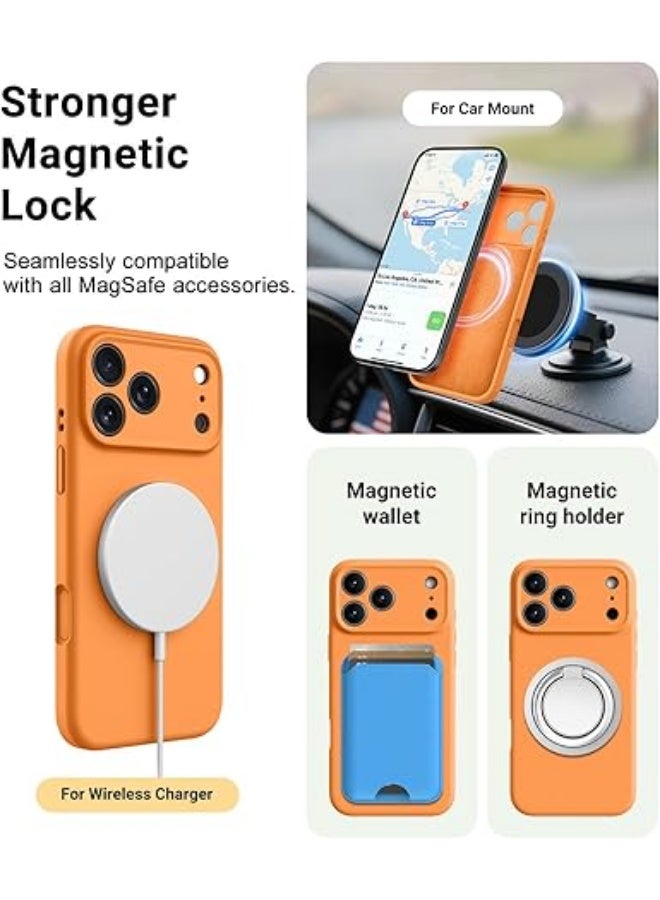 erorex Magnetic for iPhone 17 Pro Max Case,Compatible with Magsafe,Classic Liquid Silicone Mobile Phone Case,Integrated Camera Control Button,Anti-Scratch Microfiber Lining,Orange - Image 4