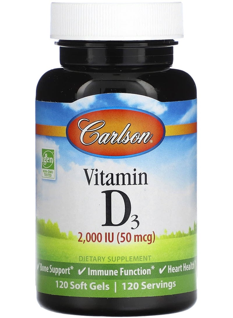 Vitamin D3, 50 mcg (2,000 IU), 120 Soft Gels