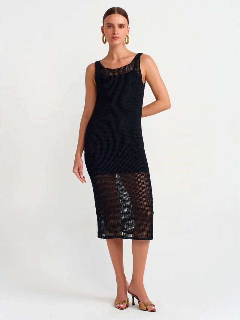 DILVIN Sleeveless Ribbed Midi Dress - Image 1