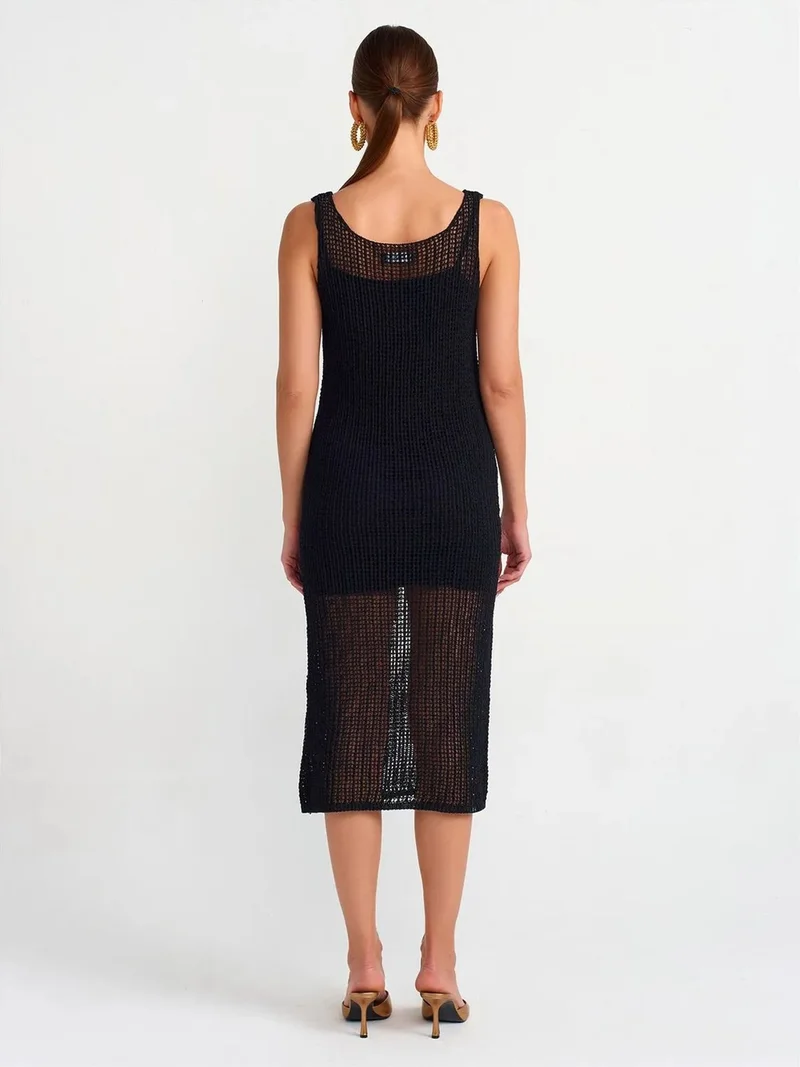 ديلفين Dilvin Sleeveless Ribbed Midi Dress