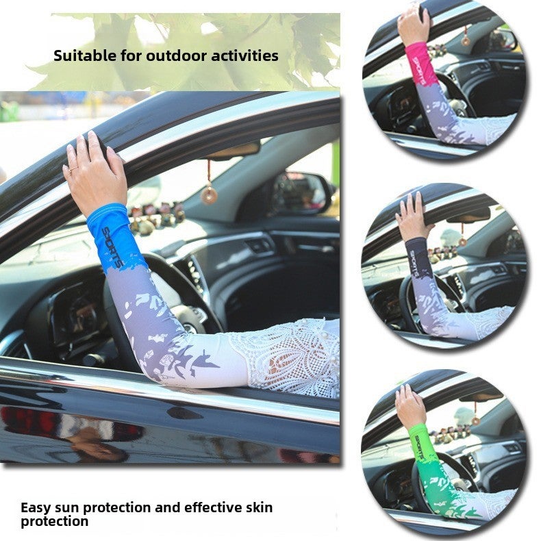 Summer Ice Silk Sun Protection Sleeves for Men Flame Black  - Image 5
