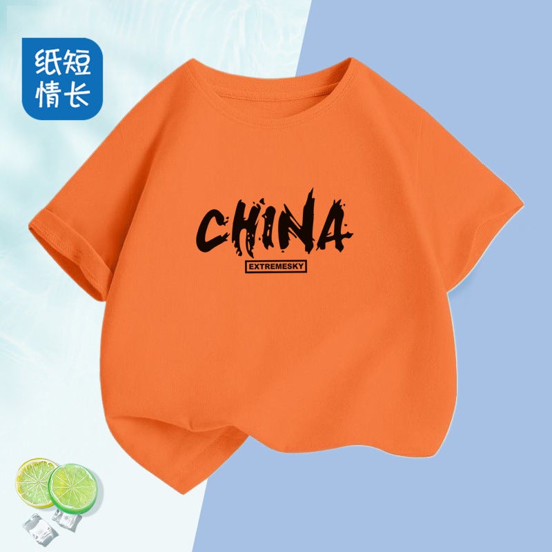 2328# Boys And Girls Short-Sleeved T-Shirt Large Children'S Western Style Pure Cotton Children'S Comfortable Breathable T-Shirt Top - Image 4