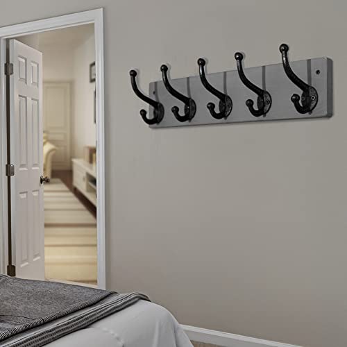 WEBI Rustic Coat Rack Wall Mount,5 Cast Iron Coat Hooks Wall Mounted,Heavy Duty Wall Coat Hanger Hooks for Hanging Coats,Clothes,Rustic Brown,2 Packs - Image 5