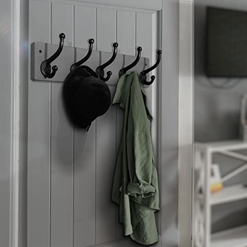 WEBI Rustic Coat Rack Wall Mount,5 Cast Iron Coat Hooks Wall Mounted,Heavy Duty Wall Coat Hanger Hooks for Hanging Coats,Clothes,Rustic Brown,2 Packs - Image 4
