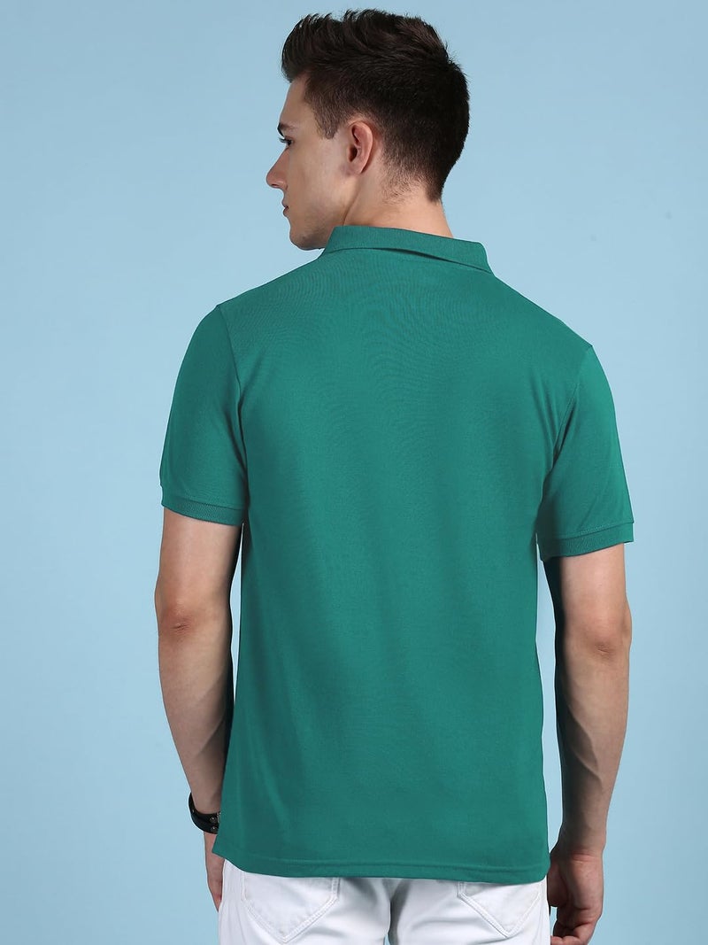 Lux Cozi Men's Pack of 1 Sea Green Regular Fit Polo Neck Half Sleeve Solid Casual T-Shirt (Size : XX-Large) - Image 3