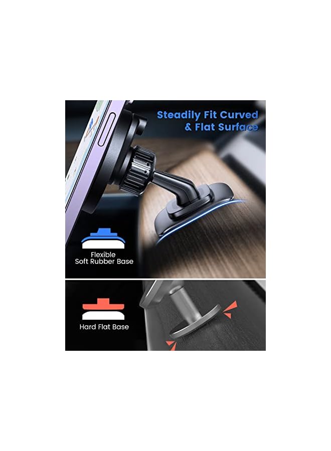 S-TOP for MagSafe Car Mount Magnetic Phone Holder for Car Dash Mount Phone Holder Fit Curved Surface Flexible Rotation Compatible with iPhone 15 14 13 Pro Max Plus Mini, MagSafe Case, All Cellphones - Image 3