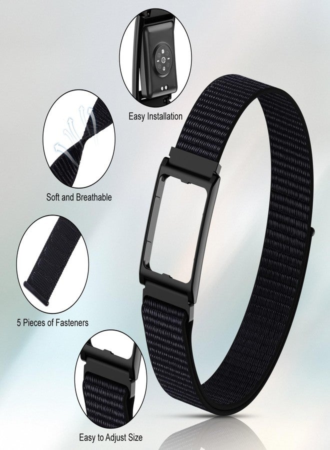 Vigamen Sport Band and Frame Compatible with Amazfit Helio Strap Fitness Tracker,Breathable Nylon Loop Replacement Bands with Case for Arm/Ankle Wearing,Bicep Wristband for Women Men,Black - Image 2